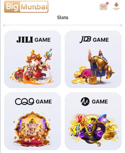 One image shows four type Big mumbai slots including 'Slots JILI GAME JDB GAME CQO GAME M GAME'