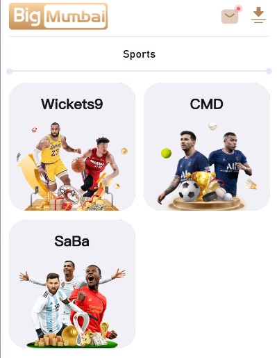 One image shows Big Mumbai Sports list including 'Sports Wickets9 CMD SaBa